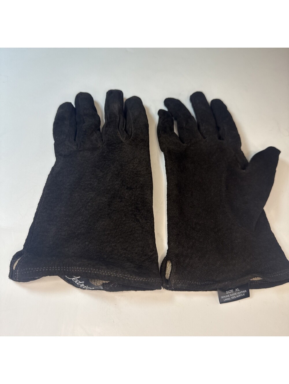 Cedric’s Men’s Suede Leather Brown Knit Lined Gloves XL